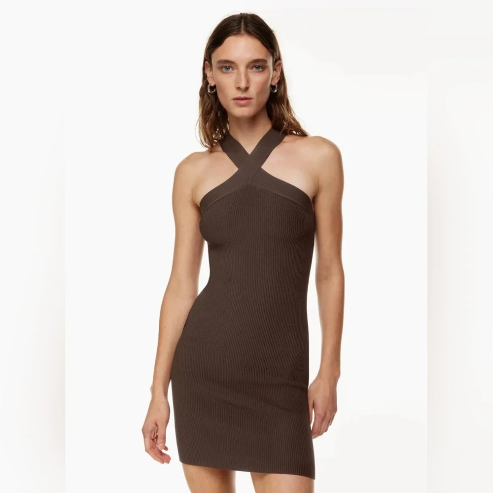Aritzia Babaton Sculpt Knit Criss Cross Bodycon Mini Dress - Picture 1 of 10